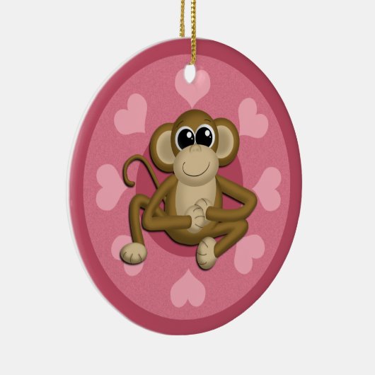 Monkey Me Pink Love keramisch ornament (Rechts)