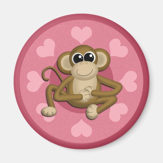 Monkey Me Pink Love Magnet (Voorkant)