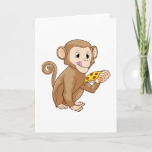 Monkey met Piece of Pizza Kaart