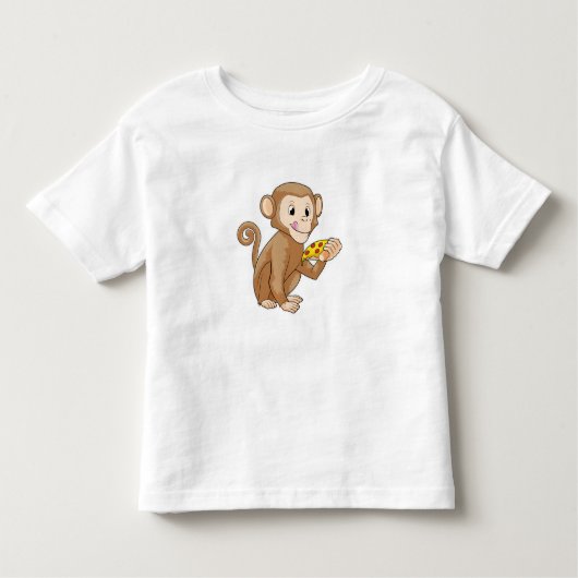 Monkey met Piece of Pizza Kinder Shirts (Voorkant)