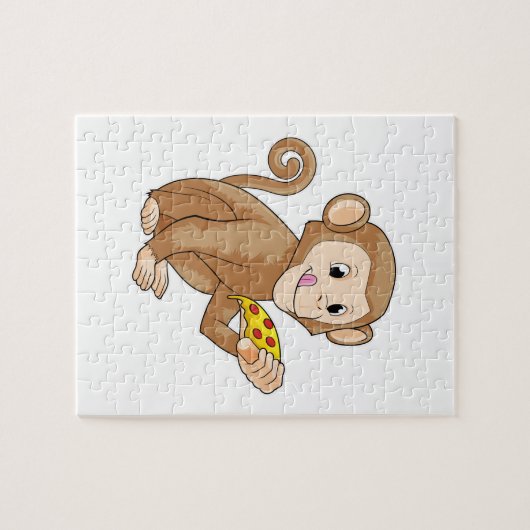 Monkey met Piece of Pizza Legpuzzel (Horizontaal)