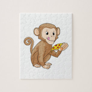 Monkey met Piece of Pizza Legpuzzel