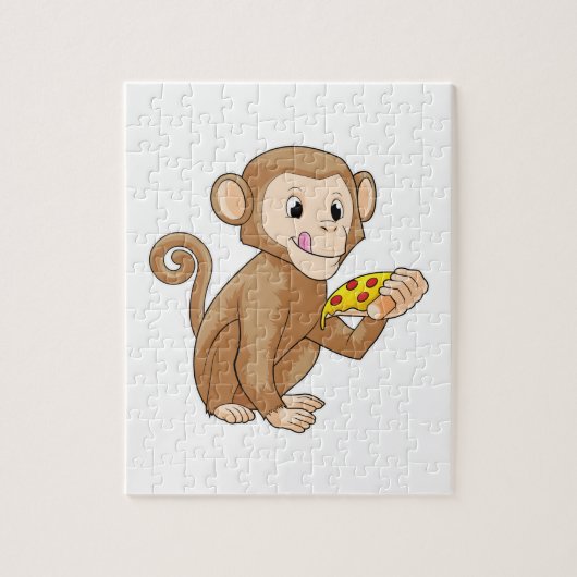 Monkey met Piece of Pizza Legpuzzel (Verticaal)