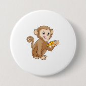 Monkey met Piece of Pizza Ronde Button 7,6 Cm (Voorkant)