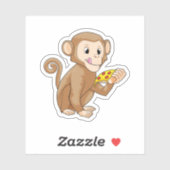 Monkey met Piece of Pizza Sticker (Vel)