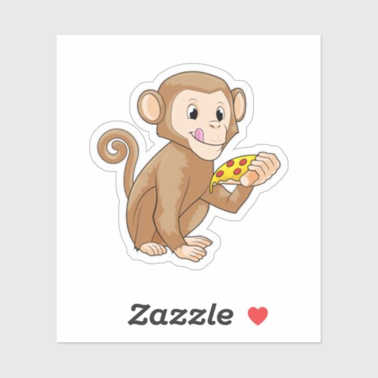 Monkey met Piece of Pizza Sticker (Vel)