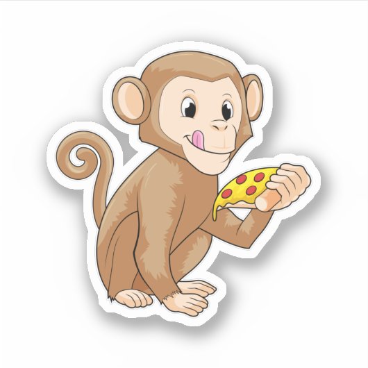 Monkey met Piece of Pizza Sticker (Voorkant)