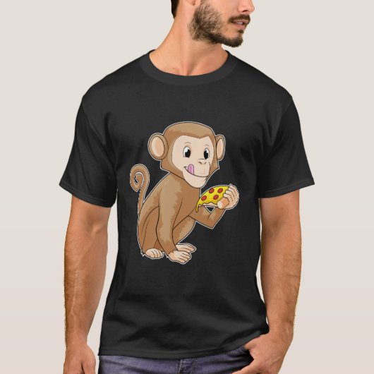 Monkey met Piece of Pizza T-shirt (Voorkant)