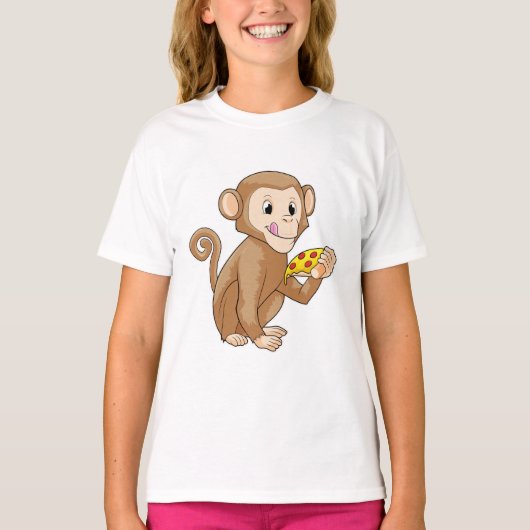 Monkey met Piece of Pizza T-shirt (Voorkant)