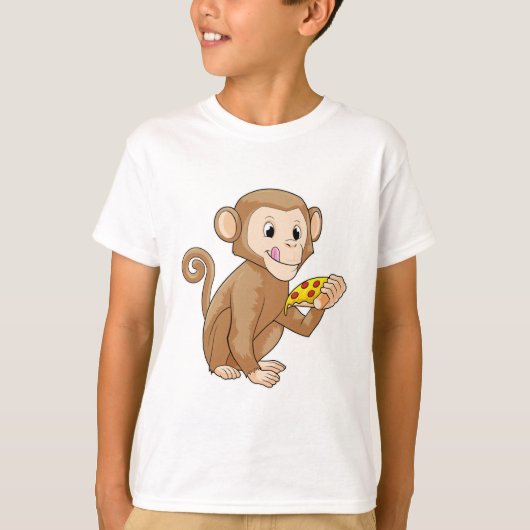 Monkey met Piece of Pizza T-shirt (Voorkant)