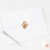 Monkey met Piece of Pizza Vierkante Sticker (Envelop)