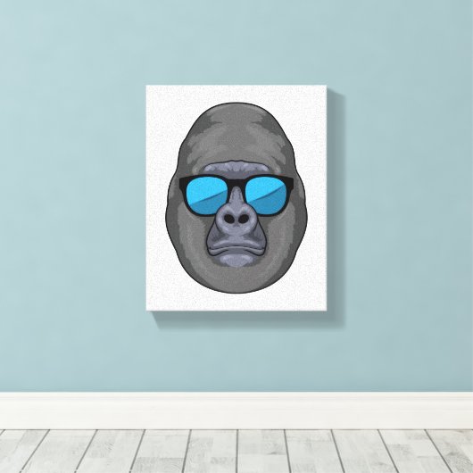 Monkey met zonnebrillen canvas afdruk (Insitu (Houten vloer))
