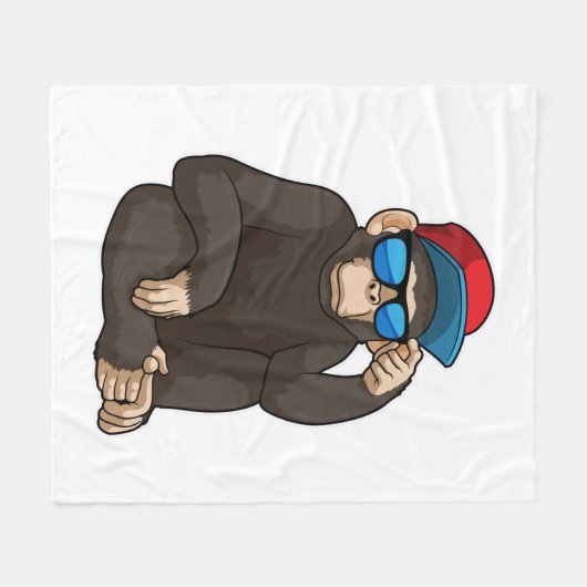 Monkey met zonnebrillen fleece deken (Voorkant (Horizontaal))