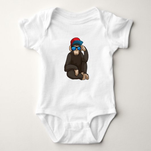 Monkey met zonnebrillen romper (Voorkant)
