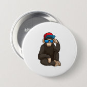 Monkey met zonnebrillen ronde button 7,6 cm (Voorkant /achterkant)