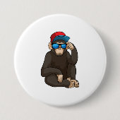 Monkey met zonnebrillen ronde button 7,6 cm (Voorkant)