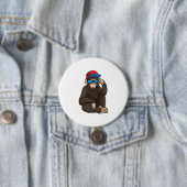 Monkey met zonnebrillen ronde button 7,6 cm (In situ)