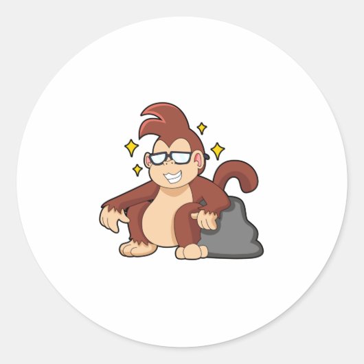 Monkey met zonnebrillen ronde sticker (Voorkant)