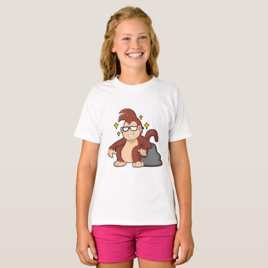 Monkey met zonnebrillen t-shirt (Voorkant volledig)