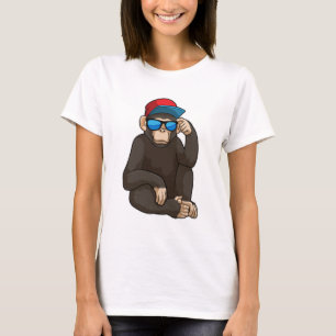 Monkey met zonnebrillen t-shirt