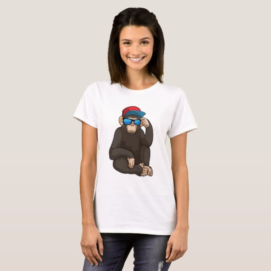 Monkey met zonnebrillen t-shirt (Voorkant volledig)