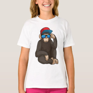 Monkey met zonnebrillen t-shirt