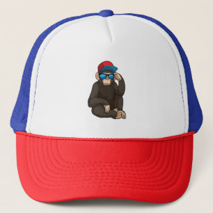 Monkey met zonnebrillen trucker pet