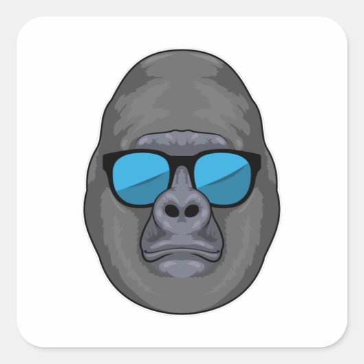 Monkey met zonnebrillen vierkante sticker (Voorkant)