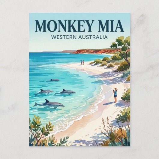 Monkey Mia Australië Briefkaart (Voorkant)
