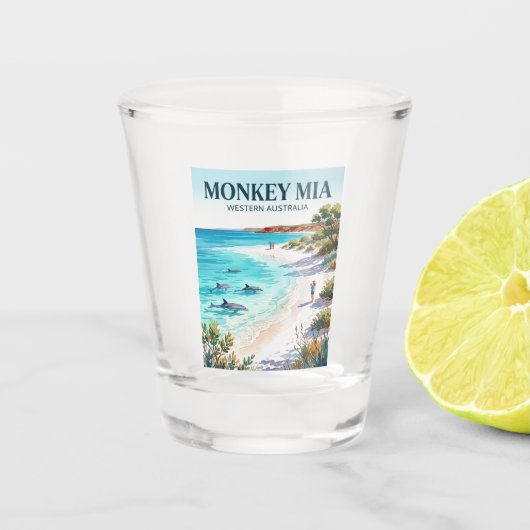 Monkey Mia Australië Shot Glas (Voorkant)