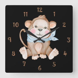 Monkey Mike Wall Clock Vierkante Klok