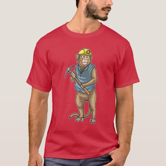 Monkey Miner Pickaxe Mining T-shirt (Voorkant)