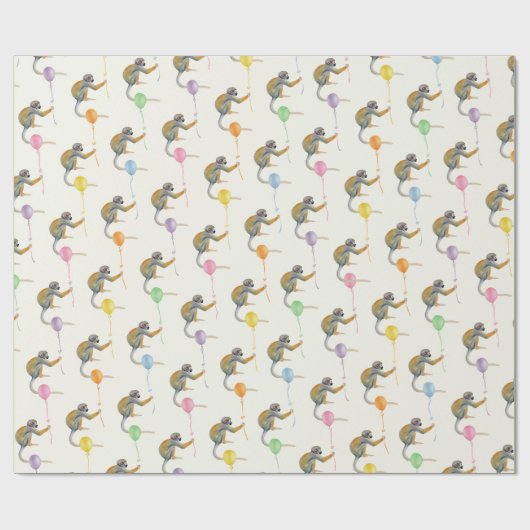 Monkey mixed Balloon Birthday party wrapping paper Cadeaupapier (Vlak)