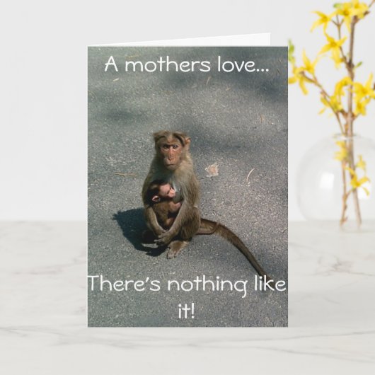Monkey Moederdag/Verjaardag Kaart Mum (Gele Bloem)