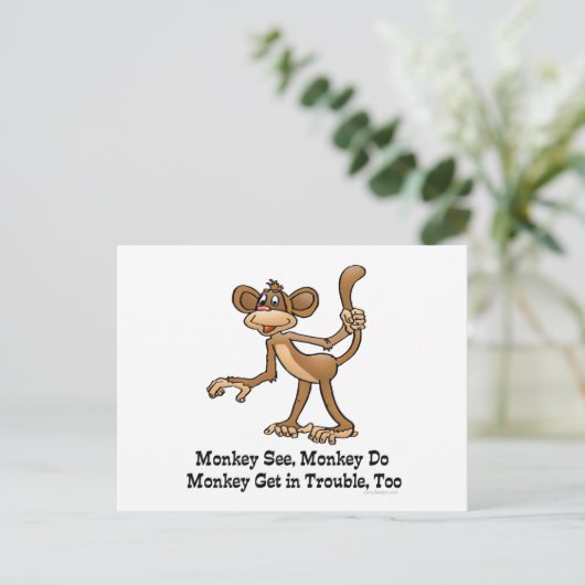 Monkey, Monkey Do, Monkey krijgt ook problemen. Briefkaart (Staand voorkant)