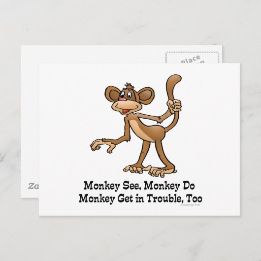 Monkey, Monkey Do, Monkey krijgt ook problemen. Briefkaart (Voorkant / Achterkant)