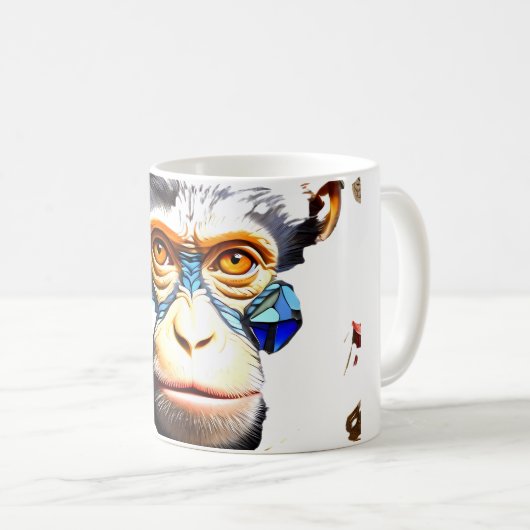 Monkey Mozaïek Fantasie Mok Ontwerp (Voorkant rechts)