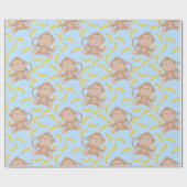 Monkey Munching Banana Blue Cadeaupapier (Vlak)
