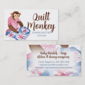 Monkey naaien quilter quilten naaister visitekaartje (Voorkant / Achterkant)