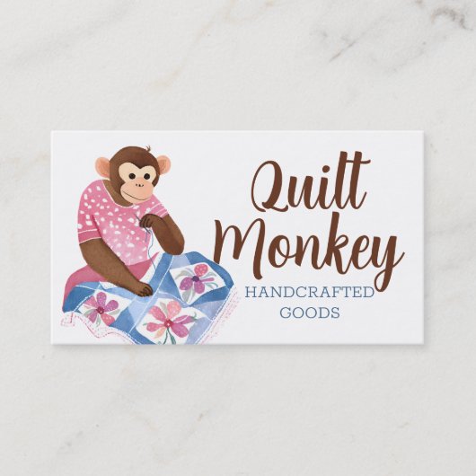 Monkey naaien quilter quilten naaister visitekaartje (Voorkant)