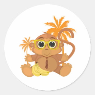 Monkey Nerd Ronde Sticker