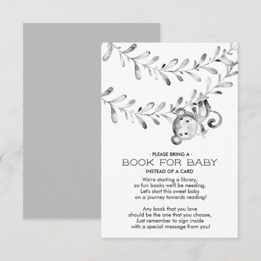 Monkey Neutral Baby shower Boek voor Baby Kaart (Voorkant / Achterkant)
