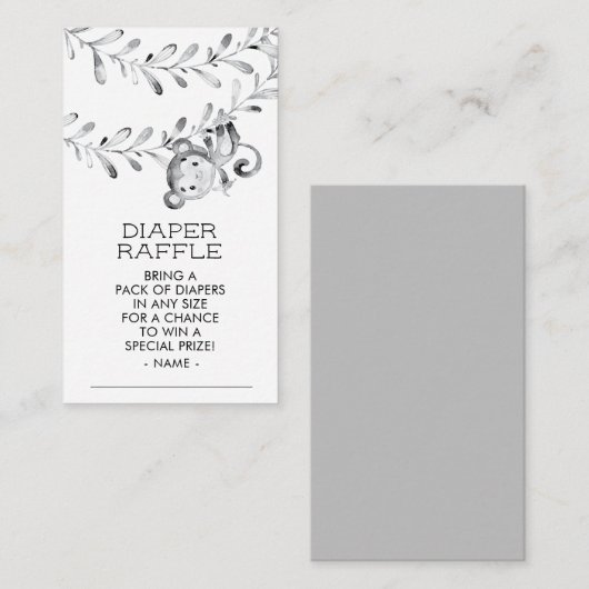 Monkey Neutral Baby shower Luier Raffle Ticket Informatiekaartje (Voorkant / Achterkant)