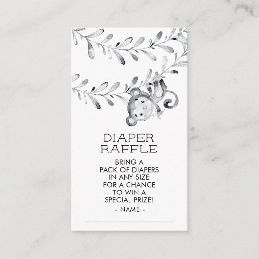 Monkey Neutral Baby shower Luier Raffle Ticket Informatiekaartje (Voorkant)