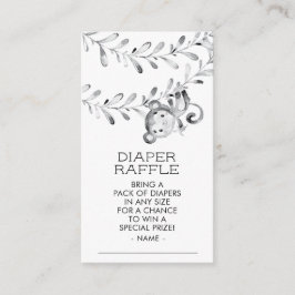 Monkey Neutral Baby shower Luier Raffle Ticket Informatiekaartje