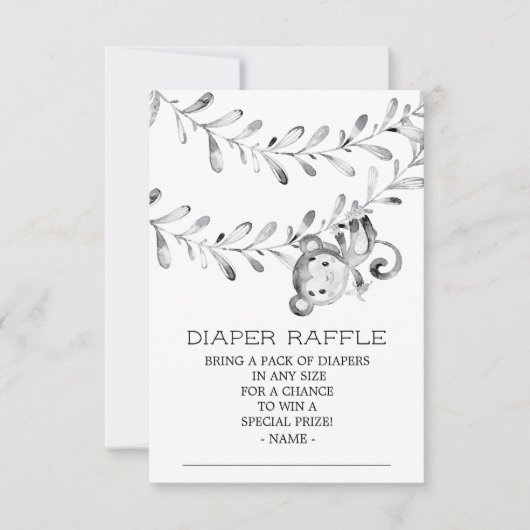 Monkey Neutral Baby shower Luier Raffle Ticket Kaart (Voorkant)