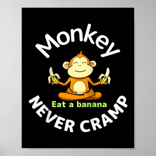 Monkey Never Cramp Eat A Banana Raglan Baseball Te Poster (Voorkant)