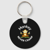 Monkey Never Cramp Eat A Banana Raglan Baseball Te Sleutelhanger (Voorkant)