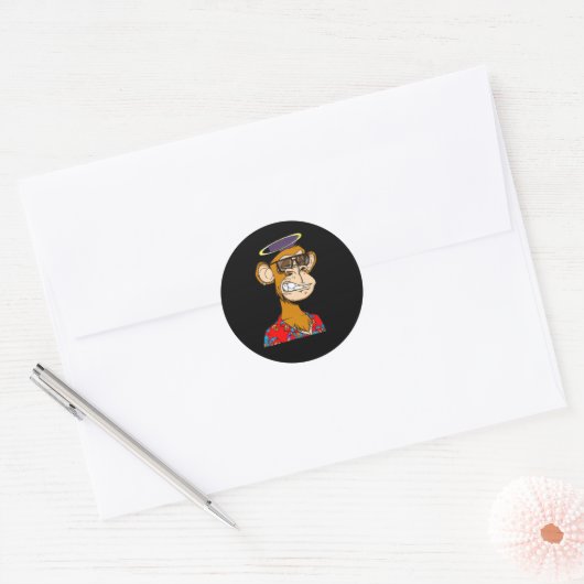 Monkey NFT Ronde Sticker (Envelop)