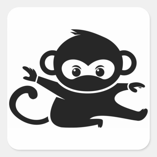 Monkey Ninja Vierkante Sticker (Voorkant)